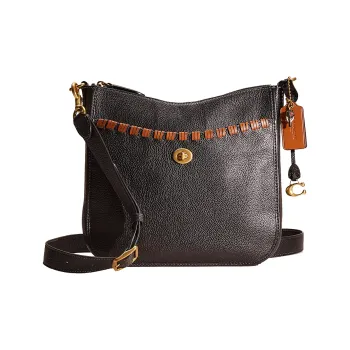 COACH Chaise Pebbled Leather Messenger Bag, Shoulder Bag, Crossbody Bag Large Size Women's Black