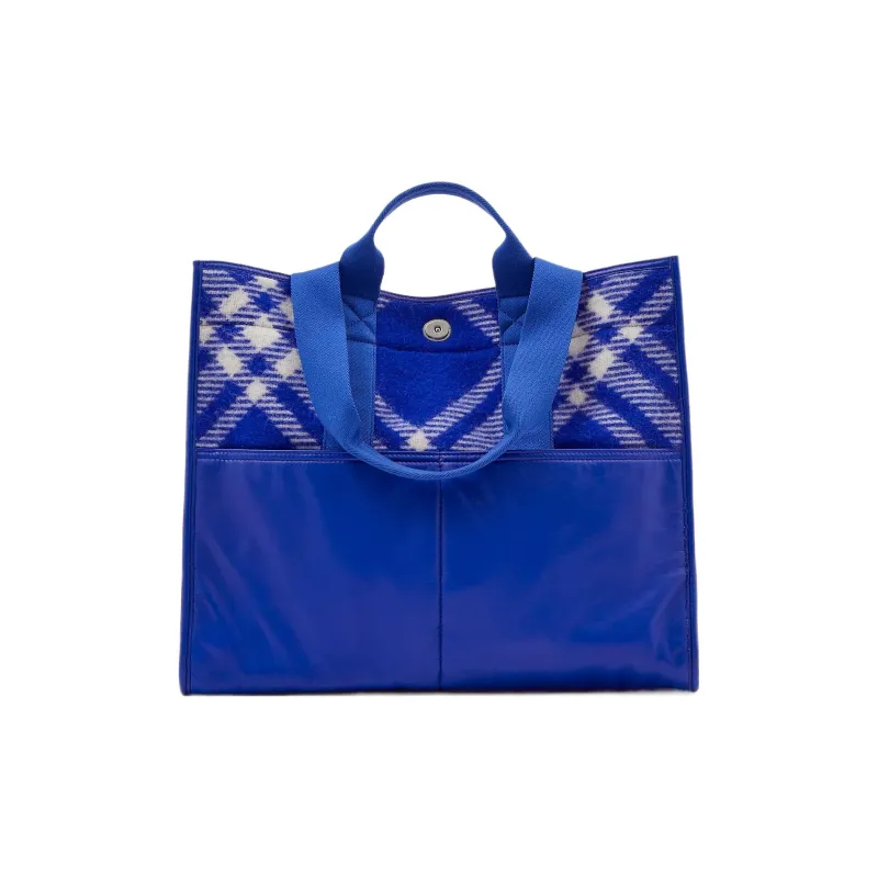 Burberry Check Pattern Shopper Tote Bag Blue-0