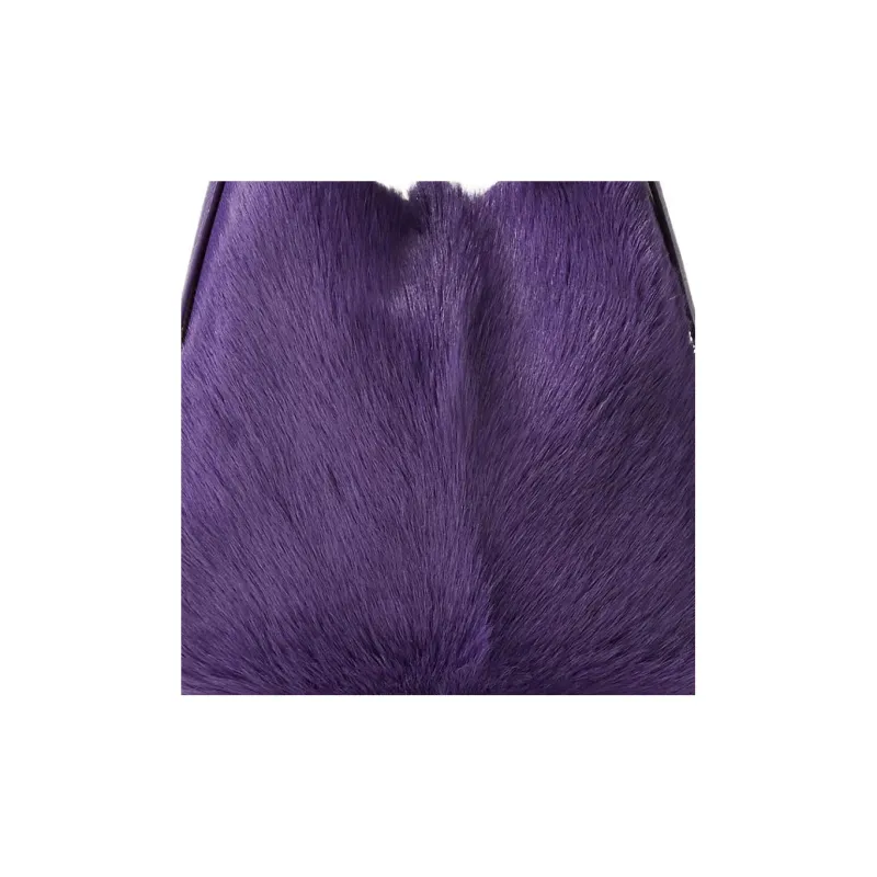 Burberry Goatskin Combined With Calfskin Handbag Shoulder Bag Women's Ribbon Purple-5