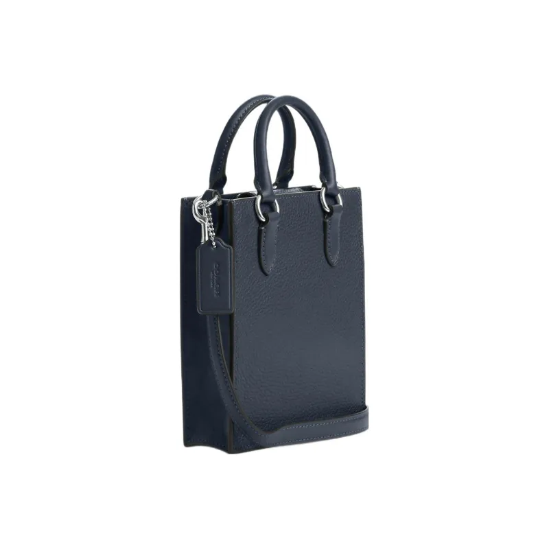 COACH Pebbled Leather Tote Bag, Shopping Bag, Shoulder Bag, Handbag Mini Women's Blue-1