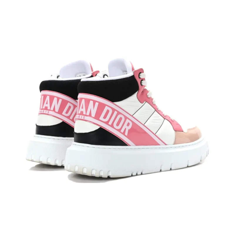 DIOR D-Player Skateboard Shoes Women's High-Top Pink/White-4