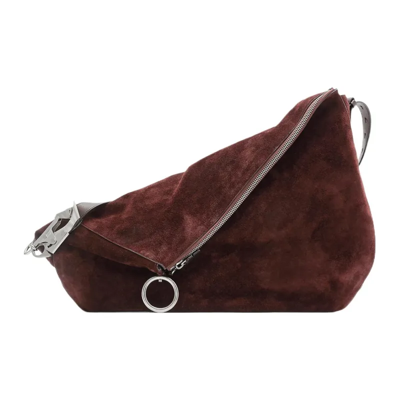 Burberry Calfskin With Suede Shoulder Bag, Crossbody Bag Large Size Women's Cocoa Brown-0