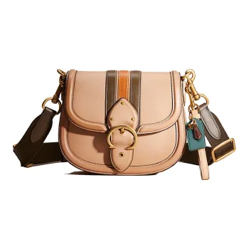 COACH Beat Glove Tanning Saddle Bag Shoulder Bag Crossbody Bag Medium Size Women's Taupe