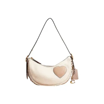 COACH Luna Pebbled Leather Crescent Bag Shoulder Bag Handbag Shoulder Bag Large Size Women's Fuchsia
