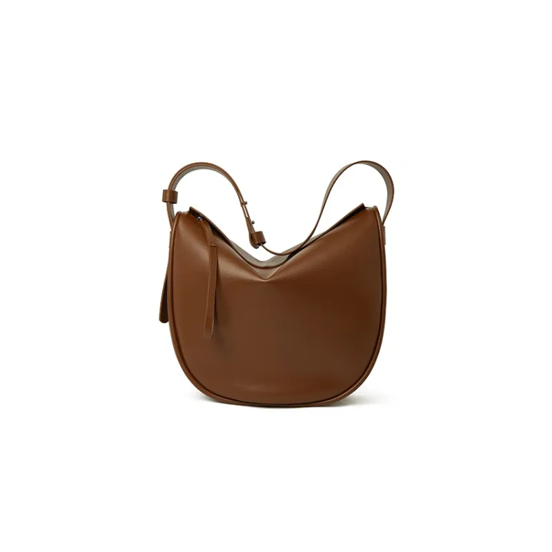 CHICWIND Cow Leather Underarm Dumpling Bag Shoulder Bag Women's Black, Macchiato Color-9