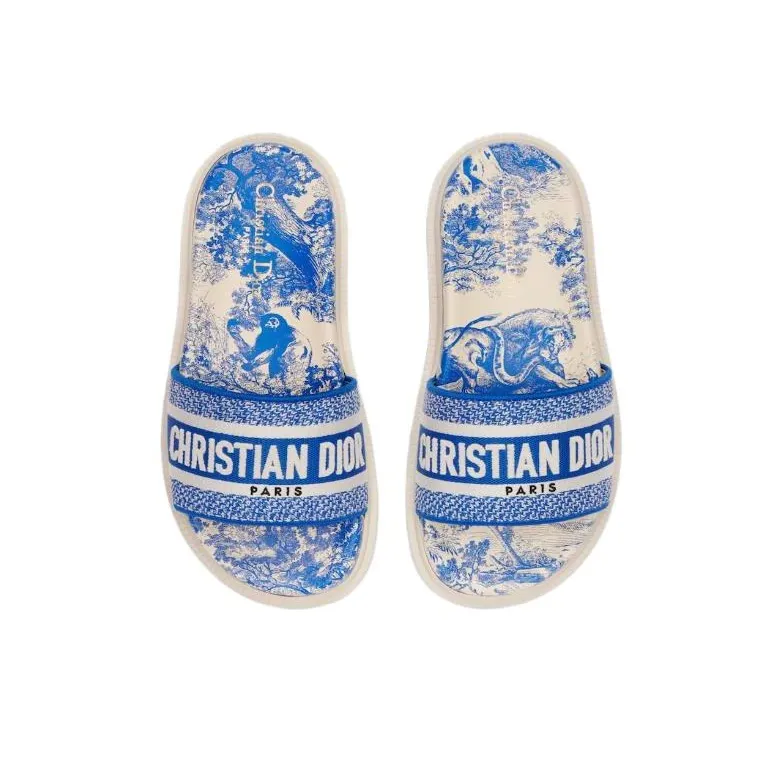 DIOR Dway Slides Blue Women's-4