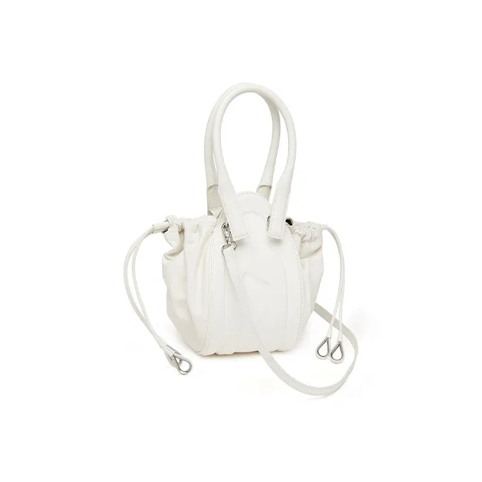 DIESEL Cowhide With Sheepskin Bucket Bags Shoulder Bag Crossbody Bag Handbag Regular Women's White-1