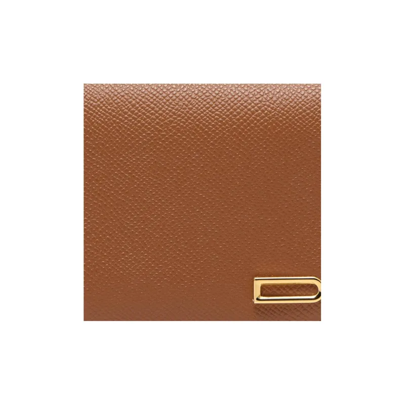 Delvau Alpina Calf Grain Calfskin Wallet Regular Women's Brown-4