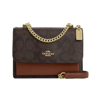 COACH Klare Canvas With Leather Shoulder Bag Crossbody Bag Mini Women's Redwood & Umber