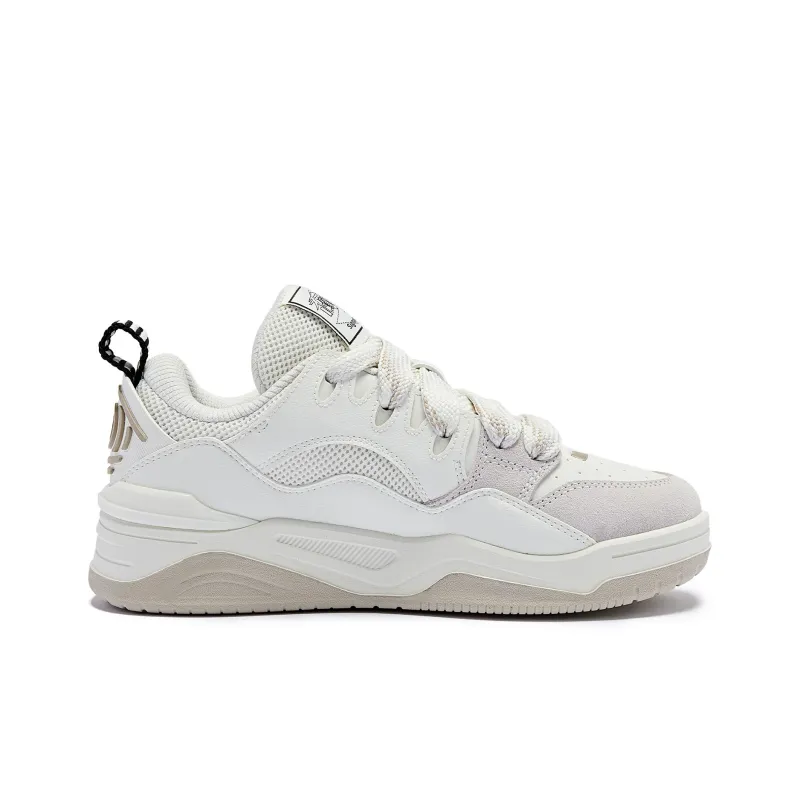QIAODAN Puffy Shoes Slip-Resistant Cushioning Low-Top Skateboard Shoes Women's Ivory/Almond-1