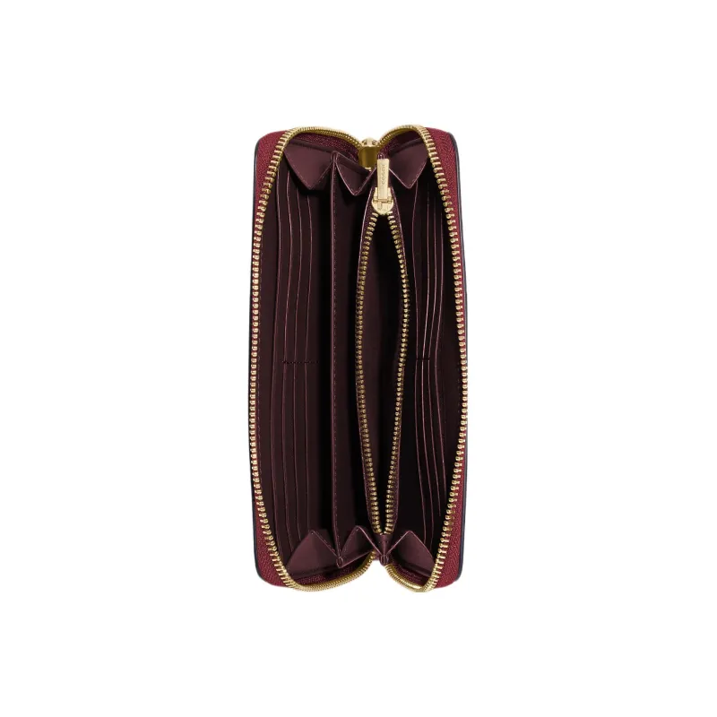 COACH Zip Around Leather Clutch Coin Purse Wallet Trumpets Women's Red-1