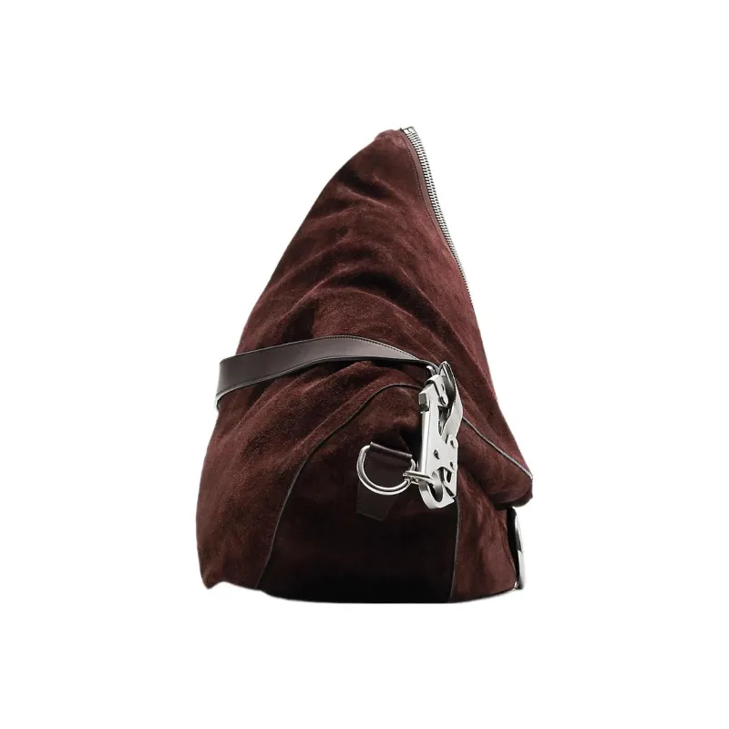 Burberry Calfskin With Suede Shoulder Bag, Crossbody Bag Large Size Women's Cocoa Brown-1