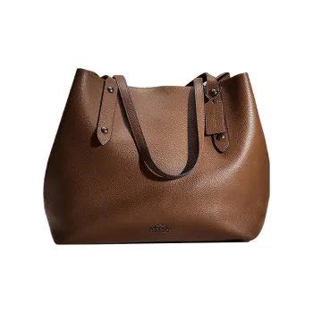 COACH Market Tote Pebbled Leather Tote Bag Shopping Bag Handbag Shoulder Bag Large Size Women's Deep Bronze