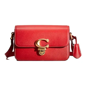 COACH Studio Glove Tanning Shoulder Bag Crossbody Bag Small Size Women's Dark Red