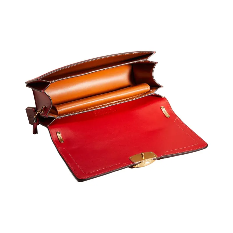 COACH Bandit Calfskin Envelope Bag, Shoulder Bag, Crossbody Bag Medium Size Women's Red-2
