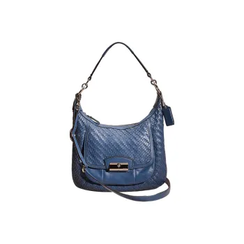 COACH Kristin Leather Crescent Bag Handbags Shoulder Bags Large Size Women's Blue