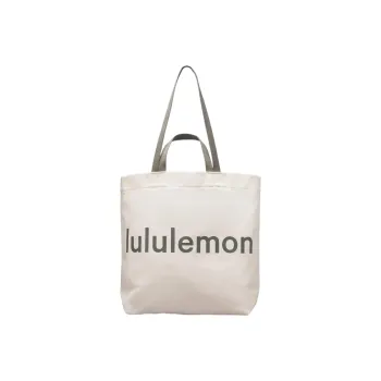 Lululemon Cotton Canvas Bag, One Shoulder Handbag Unisex Ivory White/Sage Green