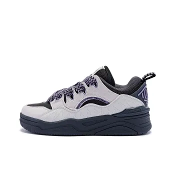 QIAODAN Puffy Shoes Slip Resistant Cushioning Low Top Skateboard Shoes Women's Black Light Gray