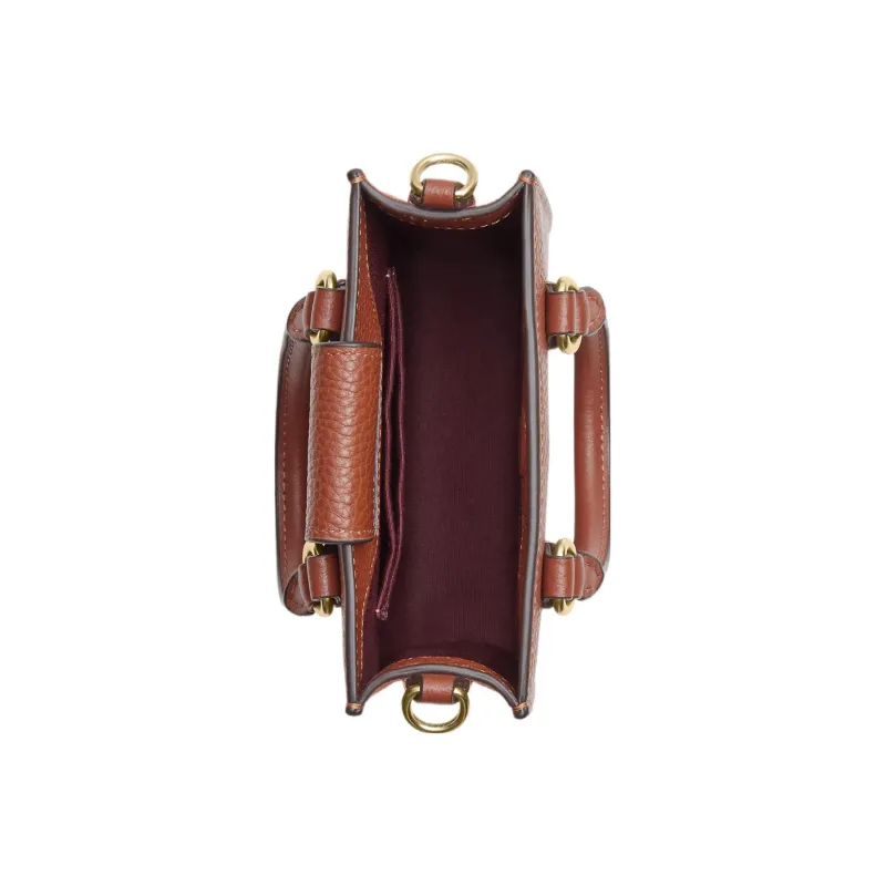 COACH Pebbled Leather Tote Bag, Shopping Bag, Shoulder Bag, Handbag Mini Women's Brown Red-2