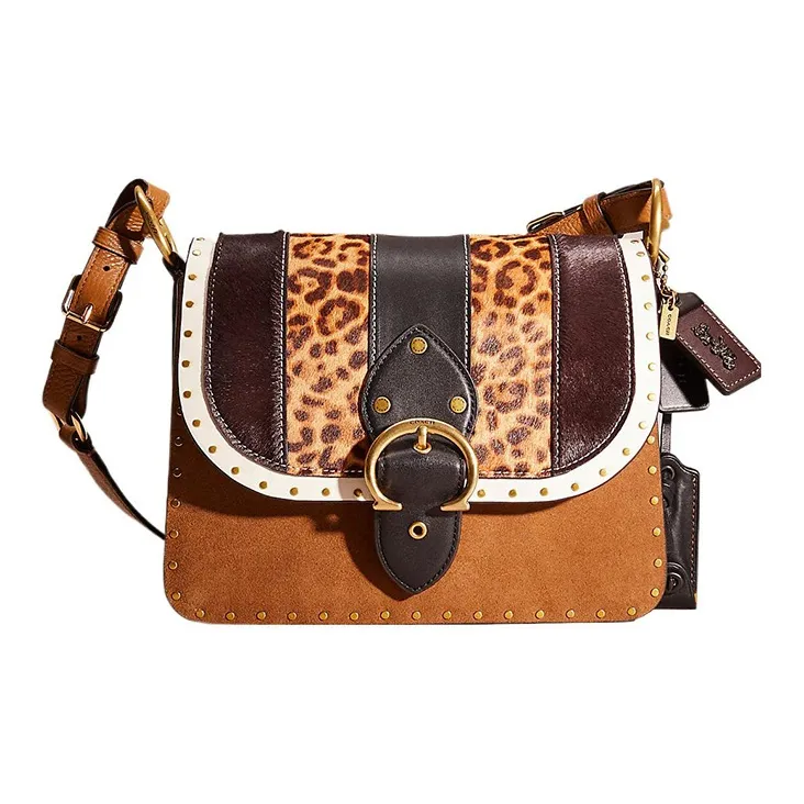 COACH Beat Leather Saddle Bag Shoulder Bag Crossbody Bag Medium Size Women's Brown-0