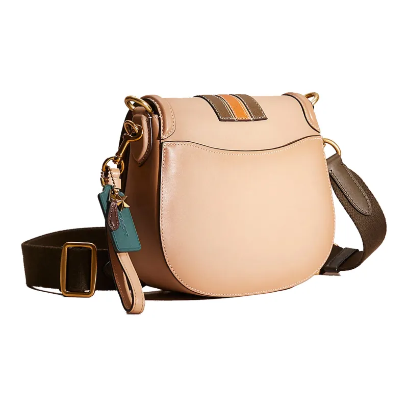 COACH Beat Glove Tanning Saddle Bag Shoulder Bag Crossbody Bag Medium Size Women's Taupe-1