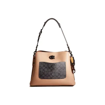 COACH Willow Pebbled Leather Tote Bag Shopping Bag Handbag Shoulder Bag Large Size Women's Taupe