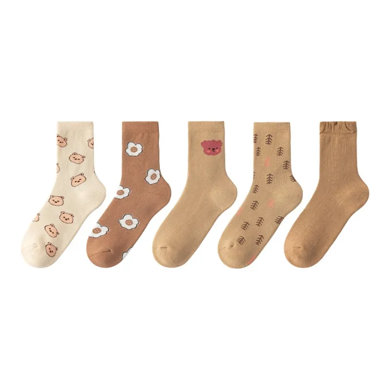 MIIOW Mid Calf Socks Women's 5 Pack-3