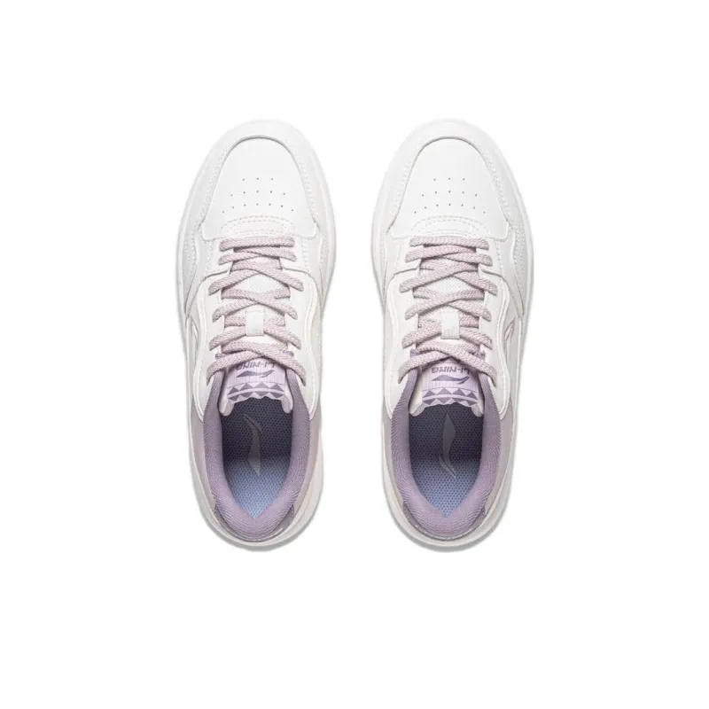 LiNing New Arrival Anti Slip Wear Resistant Low Top Skateboard Shoes Women's White Purple-3