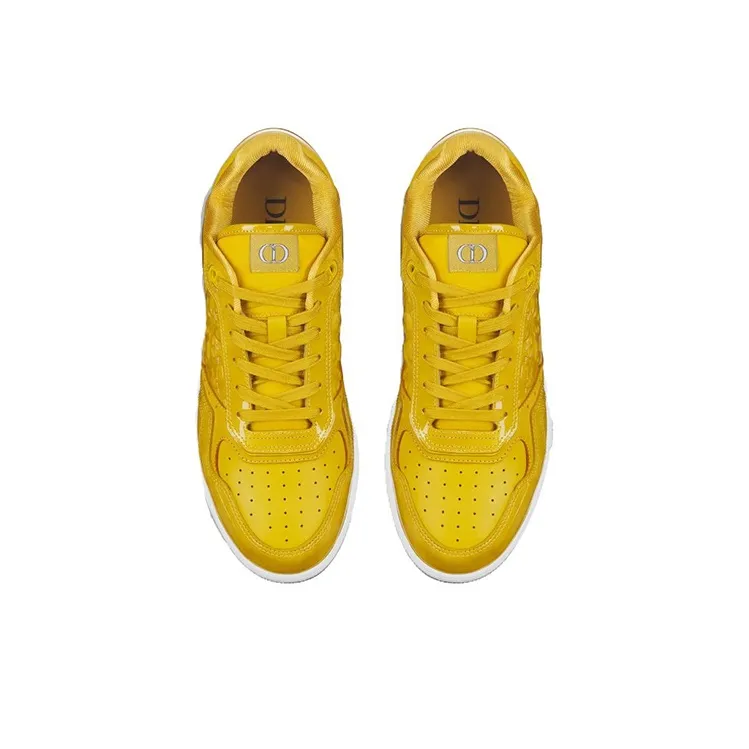 DIOR B27 Low Top Skateboard Shoes Men's Yellow White-3