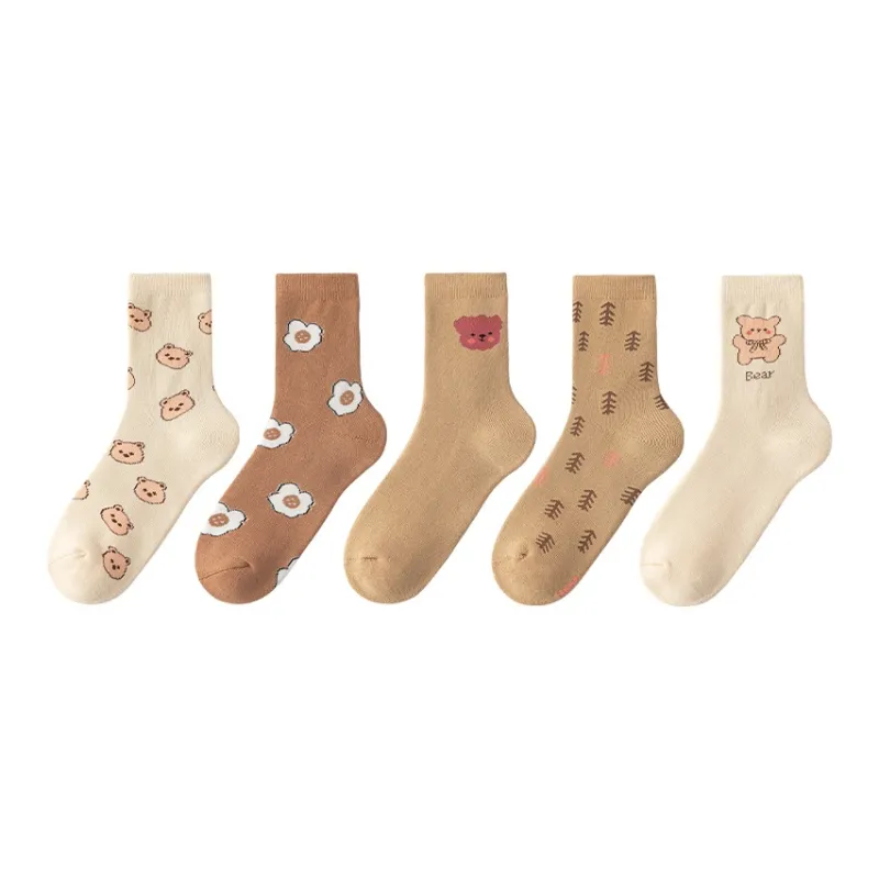 MIIOW Mid Calf Socks Women's 5 Pack-2