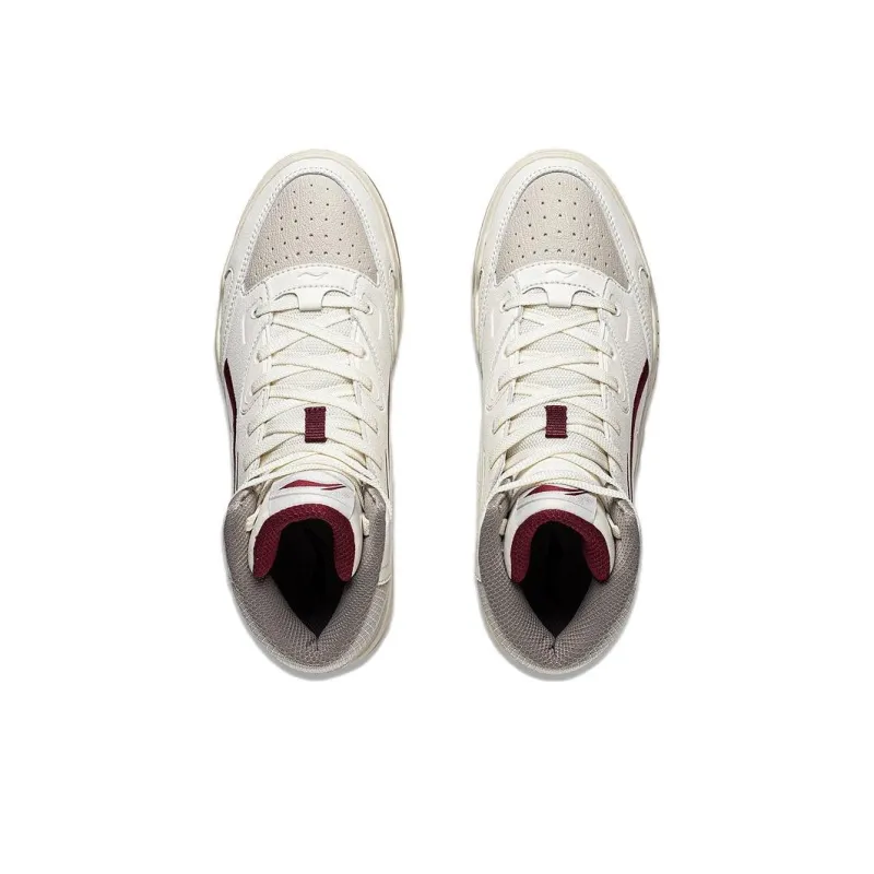 LiNing Mobara Cushioning Lightweight High Top Skateboard Shoes Men's White Gray-3