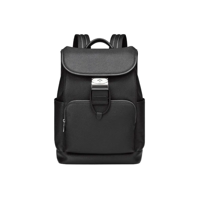 GOLDLION Top Grain Cow Leather Backpack Tubas Men's Black-0