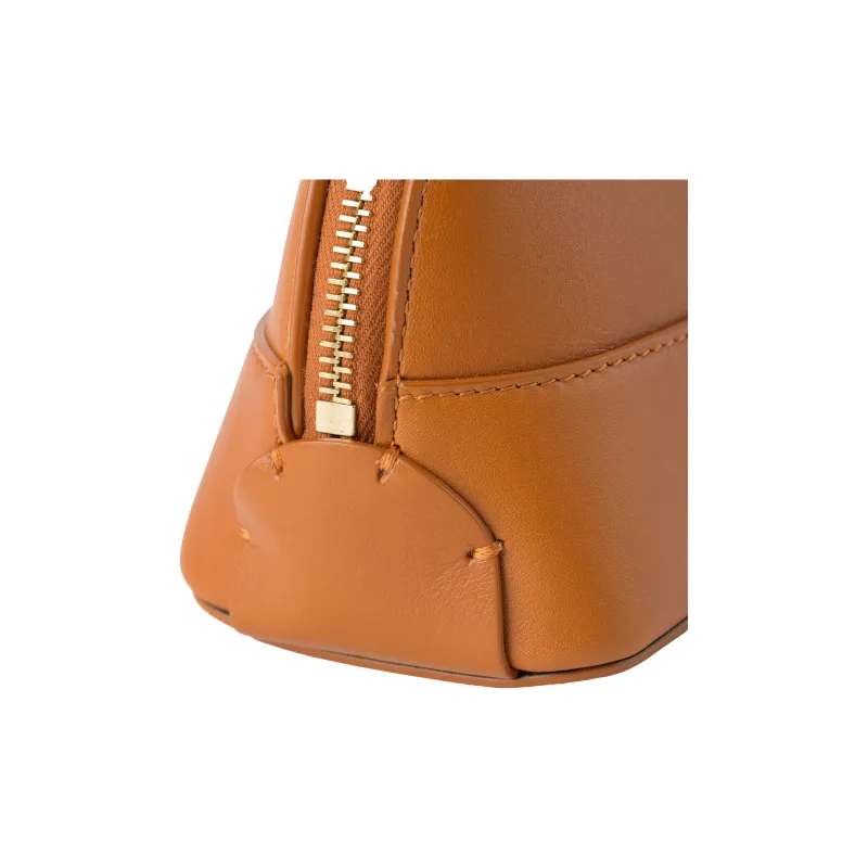 Chloe Bright Calfskin Clutch Makeup Bag Women's Caramel-7