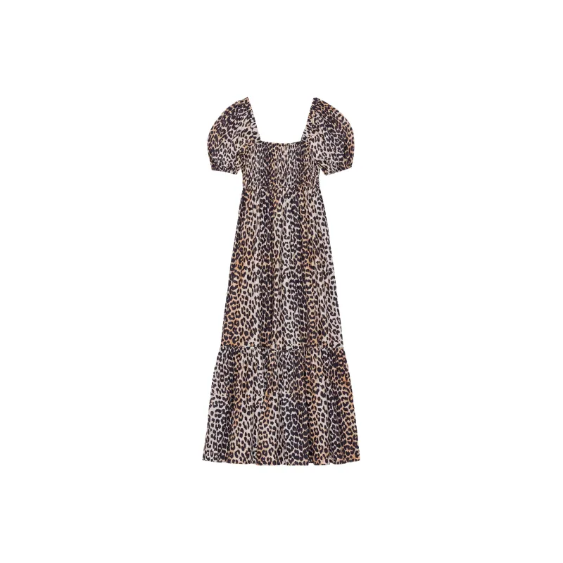 GANNI Short Sleeved Dresses Women's Leopard Color-1