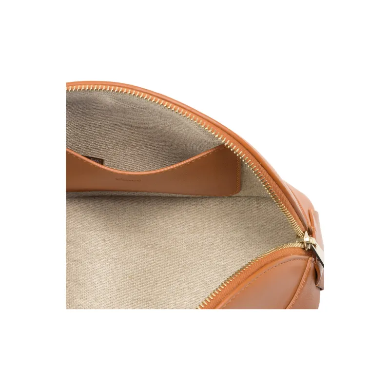 Chloe Bright Calfskin Clutch Makeup Bag Women's Caramel-8