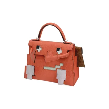 HERMES Kelly Doll Matte Crocodile Leather Millennium Doll Handbag Regular Women's Mexico Pink & Brown