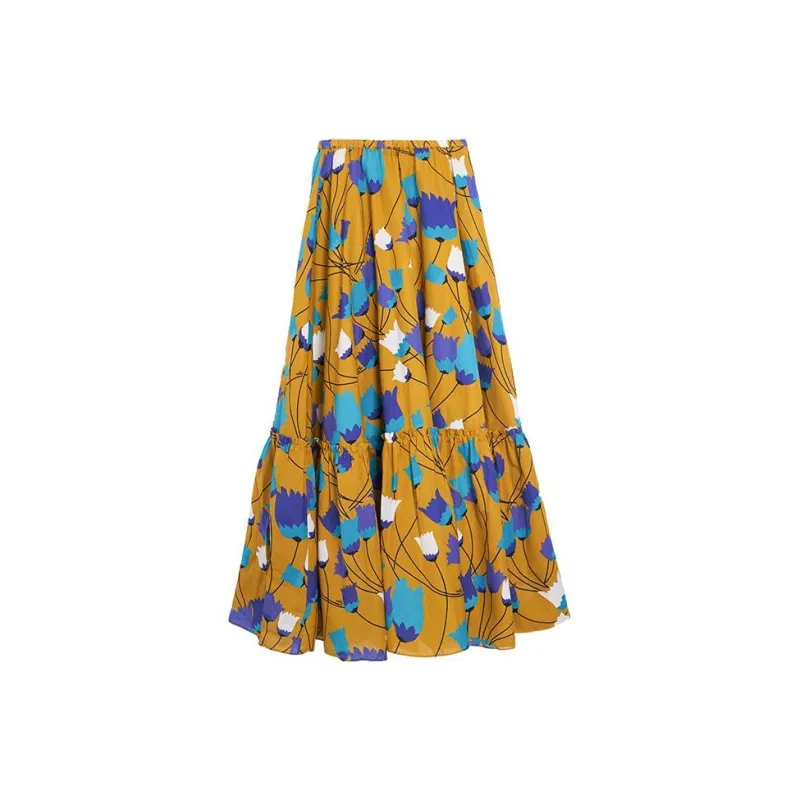 GUCCI SS21 Casual Long Skirts Women's Mustard Yellow-1