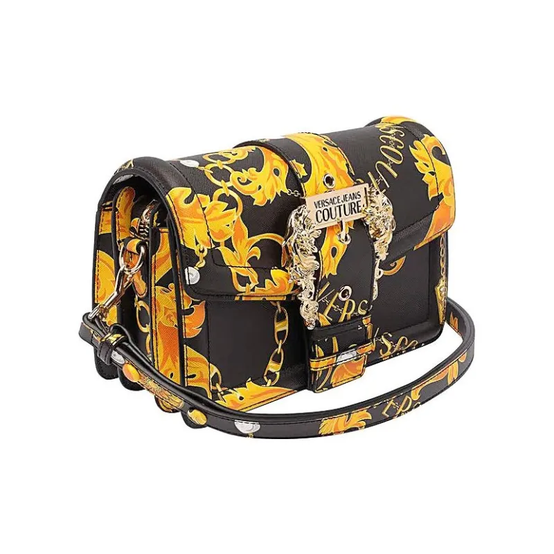VERSACE JEANS COUTURE Polyurethane Shoulder Bag, Crossbody Bag Women's Black Gold-1