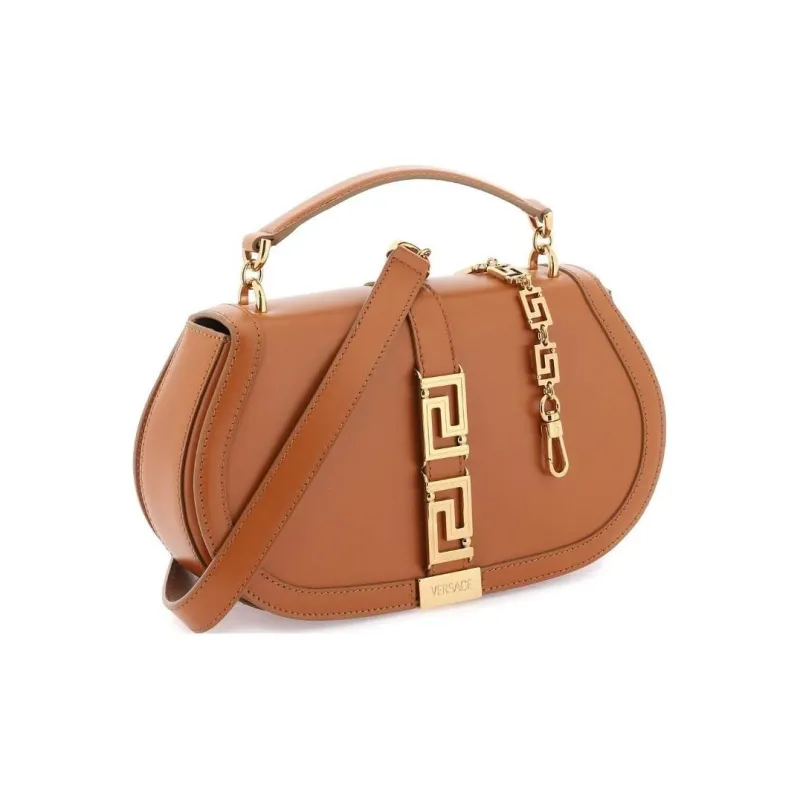VERSACE Greca Goddess Calfskin Portable Crossbody Bag, Shoulder Bag Women's Brown-1
