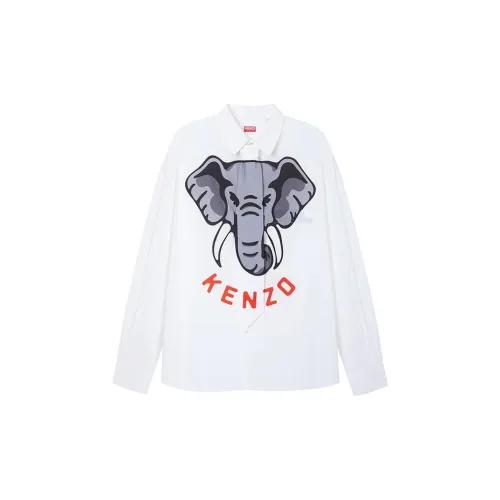 KENZO ELEPHANT Shirts Men Gray White