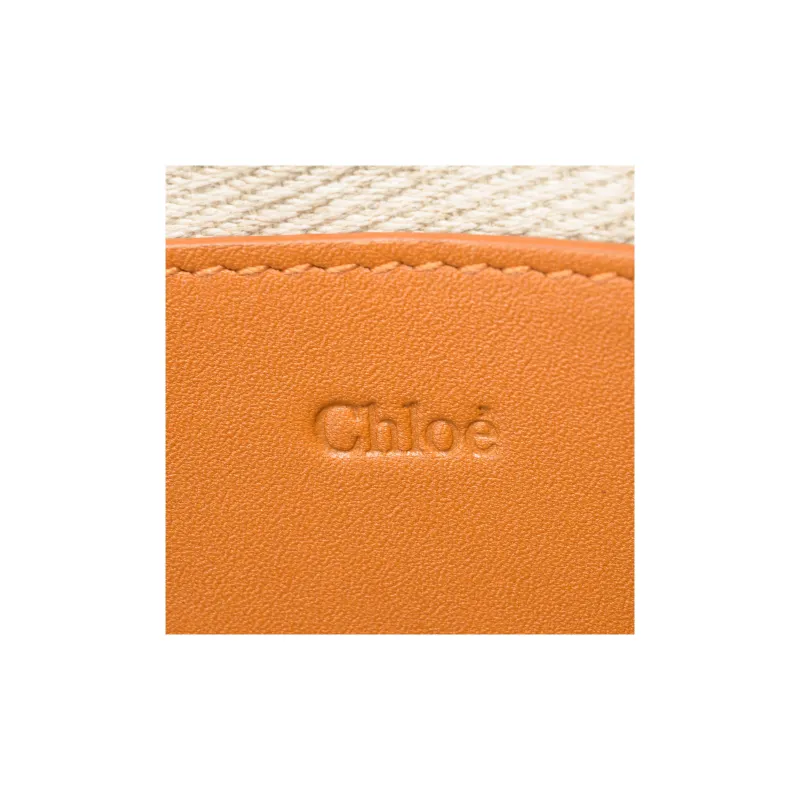Chloe Bright Calfskin Clutch Makeup Bag Women's Caramel-6