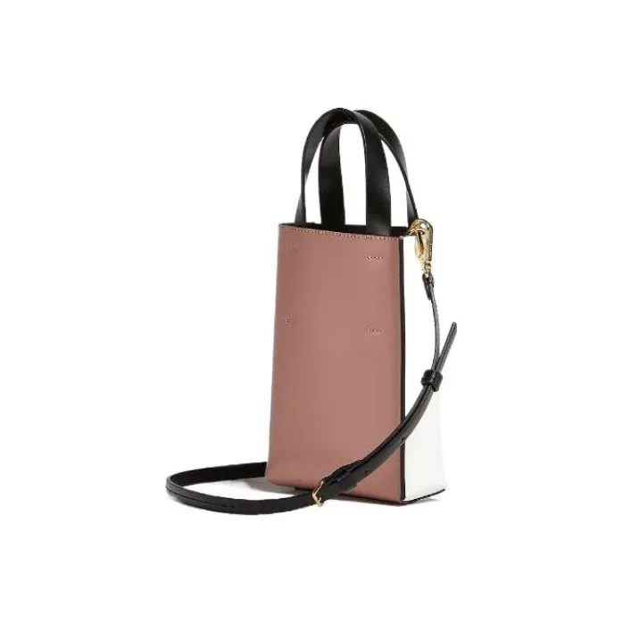 MARNI Museo Calfskin Shoulder Bag, Crossbody Bag, Handbag Regular Women's White/Black/Pink-2
