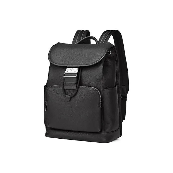 GOLDLION Top Grain Cow Leather Backpack Tubas Men's Black-1