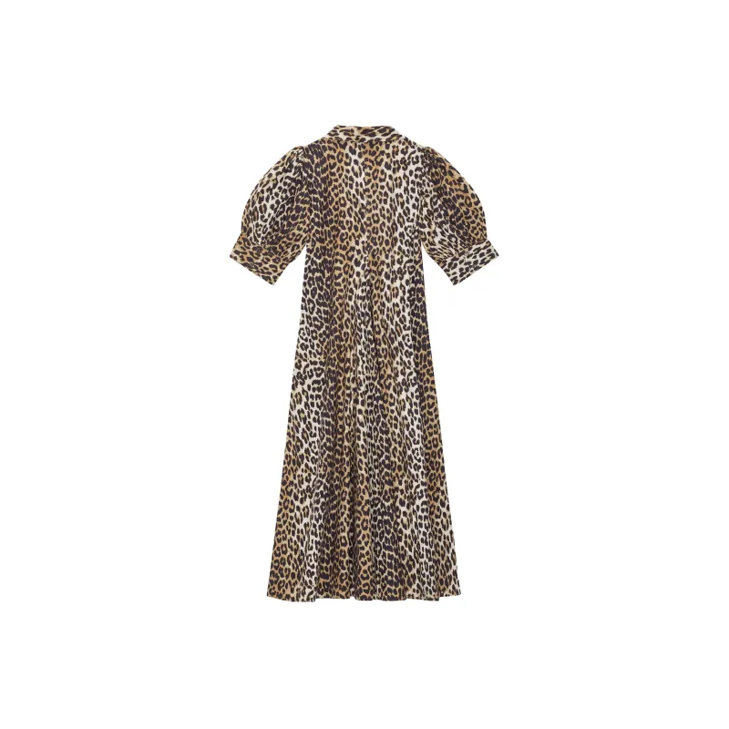 GANNI Leopard print Organic Cotton Midi Dress-1