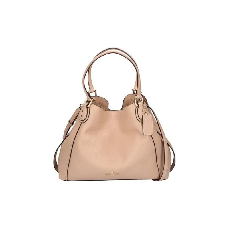 COACH Edie Leather Tote Bag Shopping Bag Handbag Shoulder Bag Large Size Women's Flesh-1