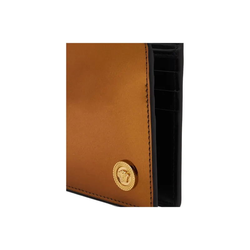 VERSACE Cow Leather Wallet Men's Brown-4
