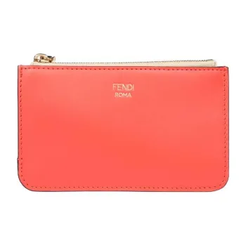 FENDI FF Diamonds Series Calfskin Coin Purses Key Pouches Regular Women's Orange/Beige