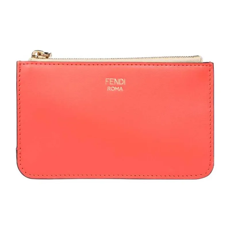 FENDI FF Diamonds Series Calfskin Coin Purses Key Pouches Regular Women's Orange/Beige-0