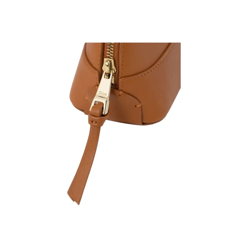 Chloe Bright Calfskin Clutch Makeup Bag Women's Caramel-4