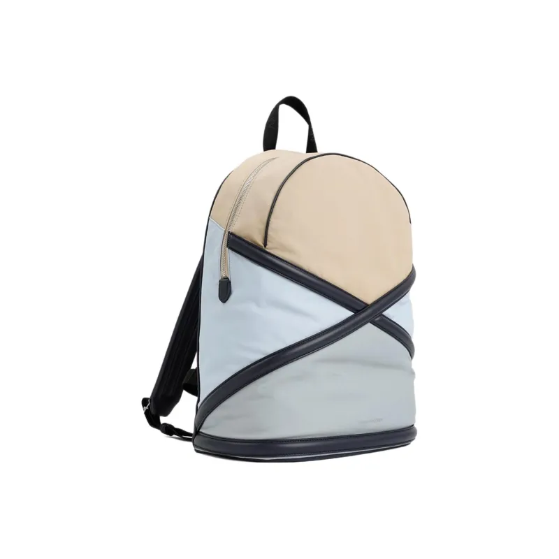 Alexander McQueen Calfskin Patchwork Fabric Backpack Men's White/Blue-2